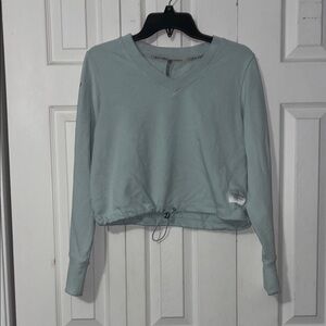 Cozy V-Neck Long Sleeve Top - Light Blue